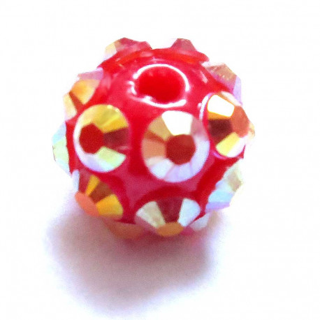 Leisure-Beads - 1x rote AB Shamballa 10mm Strassperle - Schmuckzubehör Shamballa