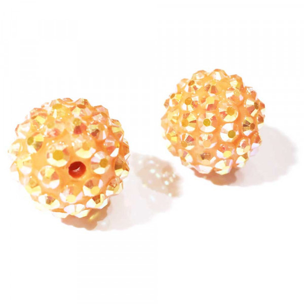 1x orange Shamballa 16x18mm Strassperle AB-Effekt - Schmuckzubehör Shamballa - Leisure-Beads DIY
