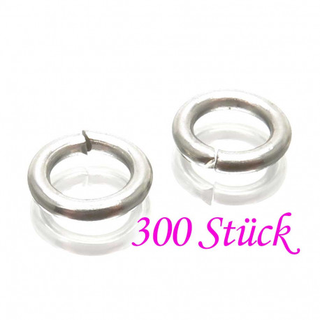 Leisure-Beads - 300x Edelstahl Biegering 7mm x 1,3mm silberfarben - Schmuckzubehör Biegering