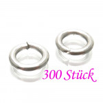 300x Edelstahl Biegering 7mm x 1,3mm silberfarben - Schmuckzubehör Biegering