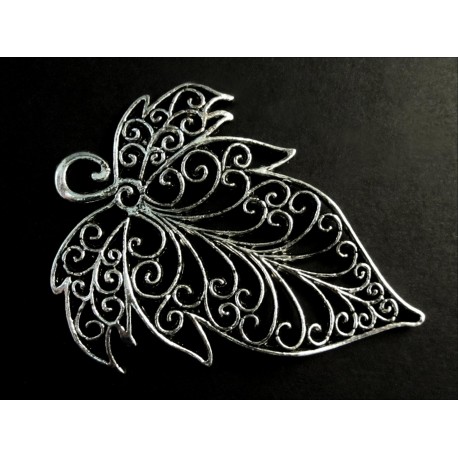 Leisure-Beads - 1x XXL Blatt Anhänger 72x56mm silberfarben Schmuckanhänger - Schmuckzubehör