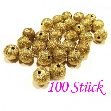 Leisure-Beads - 100x Stardust 10mm angerauhte Metallperlen antikgoldfarben Kugel Spacer - Schmuckzubehör Metallperlen