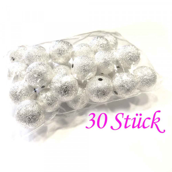 30x Stardust 12mm angerauhte Metallperlen hellsilberfarben Kugel Spacer - Schmuckzubehör Metallperlen - Leisure-Beads DIY