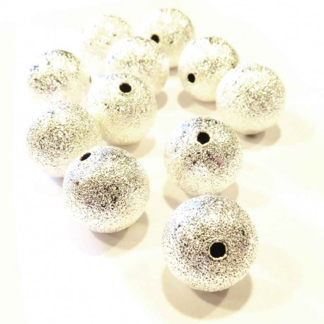 Leisure-Beads - 1x Stardust 12mm angerauhte Metallperlen hellsilberfarben Kugel Spacer - Schmuckzubehör Metallperlen