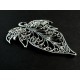 Großer Blatt Anhänger ca. 56x72mm silberfarben Schmuckanhänger - Schmuckzubehör