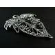 Großer Blatt Anhänger ca. 56x72mm silberfarben Schmuckanhänger - Schmuckzubehör - Leisure-Beads DIY