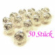50x filigrane Metallperlen 12mm platinfarben Kugel Spacer - Schmuckzubehör