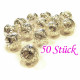 50x filigrane Metallperlen 12mm silberfarben Kugel Spacer - Schmuckzubehör