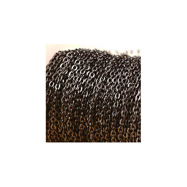 1m schwarze Edelstahl Gliederkette 3x2mm - Schmuckzubehör Edelstahl - Leisure-Beads DIY