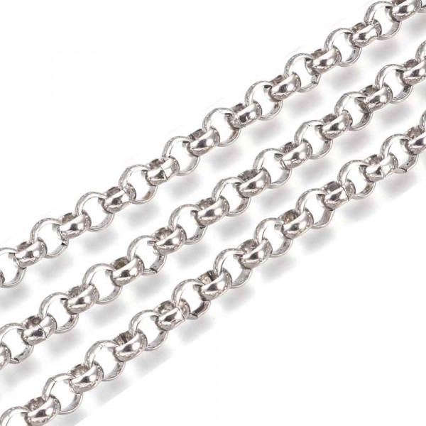 1m Edelstahl Jasseronkette 7x3mm silberfarbene Schmuckkette Gliederkette - Schmuckzubehör - Leisure-Beads DIY