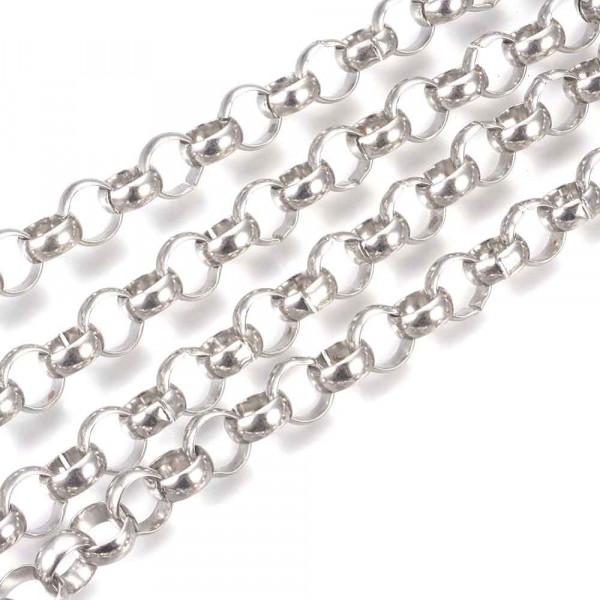 1m Edelstahl Jasseronkette 10x4mm silberfarbene Schmuckkette Gliederkette - Schmuckzubehör - Leisure-Beads DIY