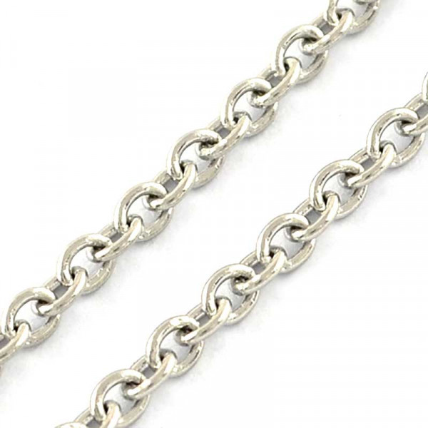 1m Edelstahl 316 Kette 2x1,5x0,4mm silberfarbene Schmuckkette Gliederkette - Schmuckzubehör - Leisure-Beads DIY