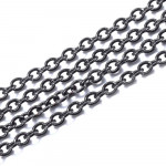 1m schwarze Edelstahl Kette 3x2,4mm Gliederkette - Schmuckzubehör Edelstahl