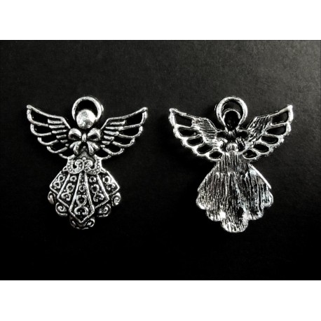 Leisure-Beads - 1x silberfarben Weihnachtsengel 23x26mm Schmuckanhänger - Schmuckzubehör Weihnachten