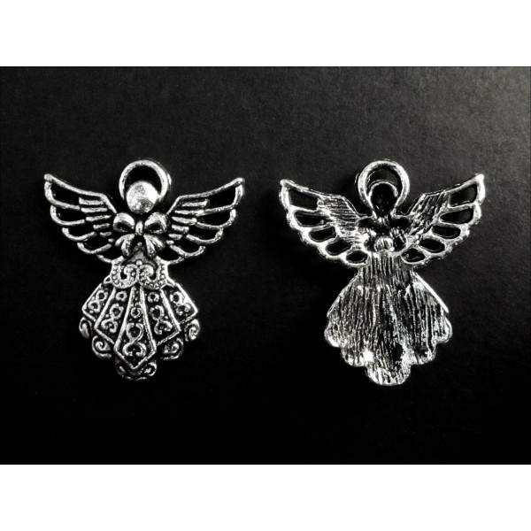 1x silberfarben Weihnachtsengel 23x26mm Schmuckanhänger - Schmuckzubehör Weihnachten