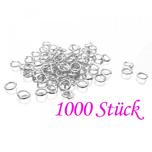 1000x Edelstahl Biegering 4mm x 0,6mm silberfarben Bindering - Schmuckzubehör - Leisure-Beads DIY