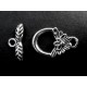 2x Knebelverschluss Blume silberfarben Ringteil 16x18mm Toggle - Schmuckzubehör