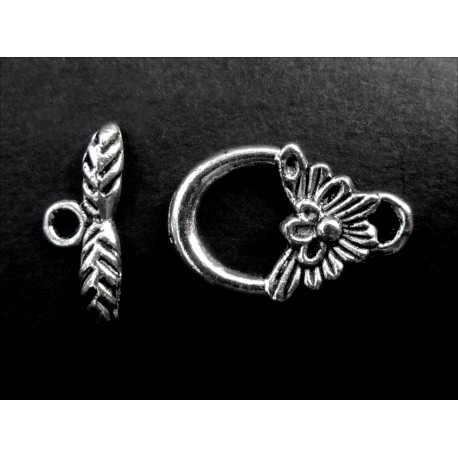 Leisure-Beads - 1x Knebelverschluss Blume silberfarben Ringteil 16x18mm Toggle - Schmuckzubehör Schmuckverschluss
