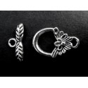 1x Knebelverschluss Blume silberfarben Ringteil 16x18mm Toggle - Schmuckzubehör Schmuckverschluss