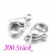 200x Edelstahl 316 Karabinerhaken 12mm glatter silberfarben Schmuckverschluss - Edelstahl Schmuckzubehör - Leisure-Beads DIY