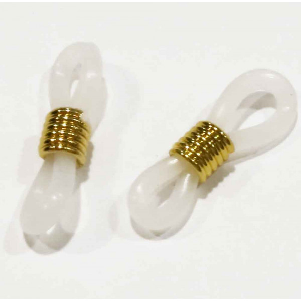 2x weiß goldfarben Brillenketten Verbinder 20x6mm aus Gummi Kettenverbinder - Schmuckzubehör - Leisure-Beads DIY
