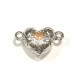 1x Herz Strass Magnetverschluss 17x11x7mm in hellsilber platinfarben - Schmuckzubehör Magnetverschluss