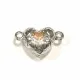 1x Herz Strass Magnetverschluss 17x11x7mm in hellsilber platinfarben - Schmuckzubehör Magnetverschluss - Leisure-Beads DIY
