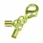 1x grüner Endkappe Verschluss Innen 4,2mm zum Einkleben mit 23mm Karabiner - Schmuckzubehör Endkappe
