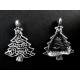 Weihnachtsbaum Anhänger (1) ca. 24x17mm X-Mas silberfarbener Schmuckanhänger - Schmuckzubehör