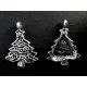 Weihnachtsbaum Anhänger (1) ca. 24x17mm X-Mas silberfarbener Schmuckanhänger - Schmuckzubehör - Leisure-Beads DIY