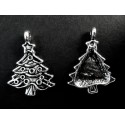 2x Weihnachtsbaum Anhänger 24x17mm X-Mas silberfarbener Schmuckanhänger - Schmuckzubehör Weihnachten