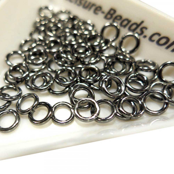 50x gunmetal Biegering 5mm x 1mm runde Binderinge - gunmetal Schmuckzubehör - Leisure-Beads DIY