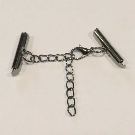 Leisure-Beads - 1x gunmetal 20mm Perlenband Verbinder Set mit Karabiner und Kettchen - Schmuckzubehör