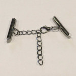 1x gunmetal 20mm Perlenband Verbinder Set mit Karabiner und Kettchen - Schmuckzubehör