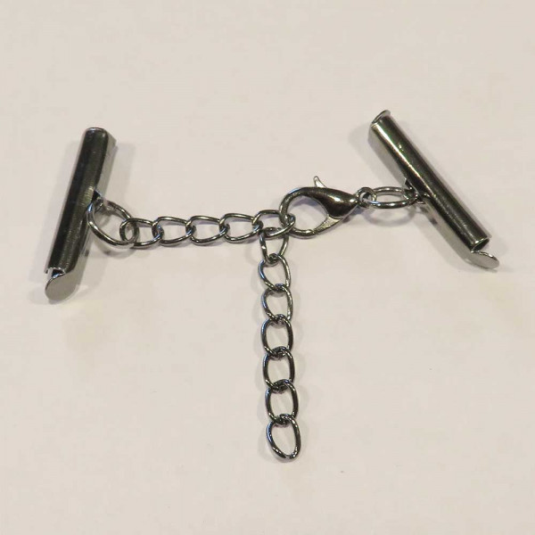 1x gunmetal 20mm Perlenband Verbinder Set mit Karabiner und Kettchen - Schmuckzubehör - Leisure-Beads DIY