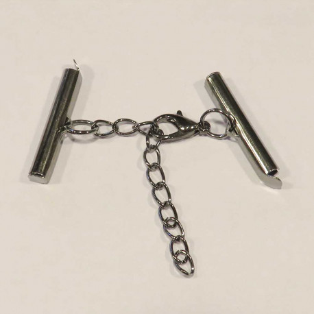 Leisure-Beads - 1x gunmetal 25mm Perlenband Verbinder Set mit Karabiner und Kettchen - Schmuckzubehör