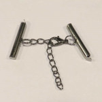 1x gunmetal 25mm Perlenband Verbinder Set mit Karabiner und Kettchen - Schmuckzubehör