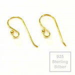 2x vergoldete 925 Sterling Silber Ohrhaken 20x12mm - Schmuckzubehör