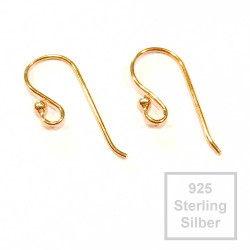 Leisure-Beads - 2x rosevergoldete 925 Sterling Silber Ohrhaken 24x16mm - Schmuckzubehör