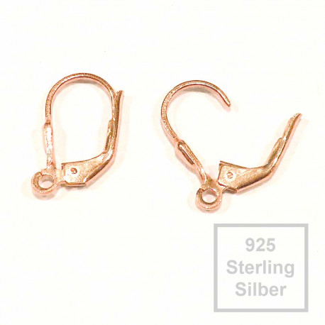 Leisure-Beads - 2x 925er rosevergoldete Brisuren 14x8,5mm Sterling Silber - Schmuckzubehör