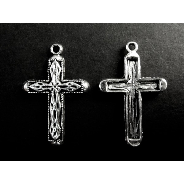 2x silberfarben Kreuz Anhänger 31x20mm Kruzifix Schmuckanhänger - Schmuckzubehör
