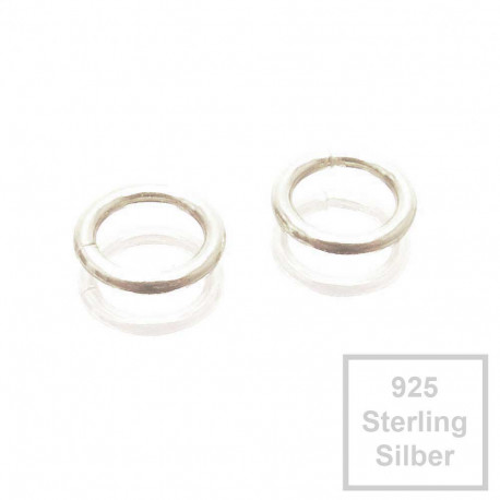 Leisure-Beads - 2x 925er Biegering 5mm x 0,7mm Sterling Silber rund Binderinge - Schmuckzubehör