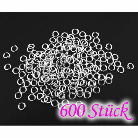 Leisure-Beads - 600x Edelstahl Biegering 3mm x 0,4mm runder silberfarben Bindering - Schmuckzubehör