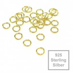 2x 925er Biegeringe 4mm x 0,6mm vergoldet Sterling Silber Binderinge - Schmuckzubehör Biegering