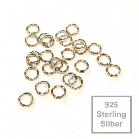 Leisure-Beads - 2x 925er Biegering 4mm x 0,6mm nickelfarben Sterling Silber rund Binderinge - Schmuckzubehör
