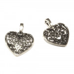 1x silberfarben Herz Anhänger 17x14mm Trachtenherz Schmuckanhänger - Schmuckzubehör