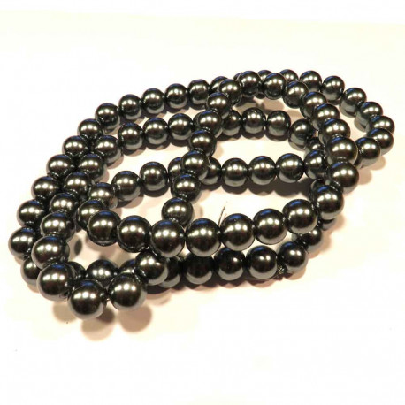 Leisure-Beads - 1 Strang graue 10mm Glaswachsperlen rund - Schmuckzubehör