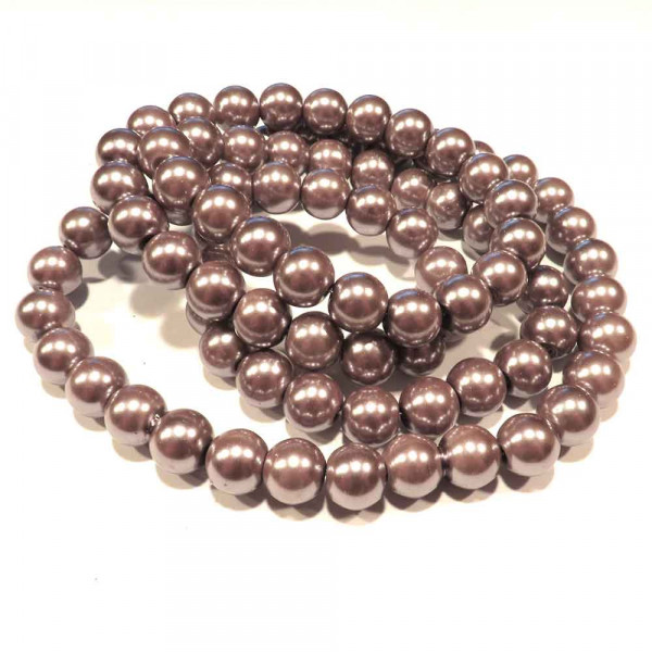 1 Strang altrosa 10mm Glaswachsperlen rund - Schmuckzubehör - Leisure-Beads DIY