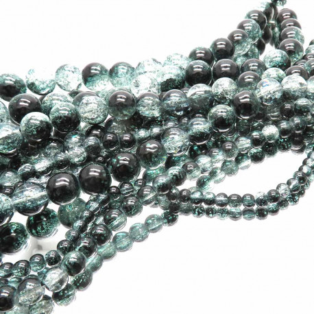 Leisure-Beads - 5 Stränge (193g) halbschwarze Crackle Glasperlen 4-12mm im Mix - Schmuckzubehör