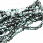 5 Stränge (193g) halbschwarze Crackle Glasperlen 4-12mm im Mix - Schmuckzubehör